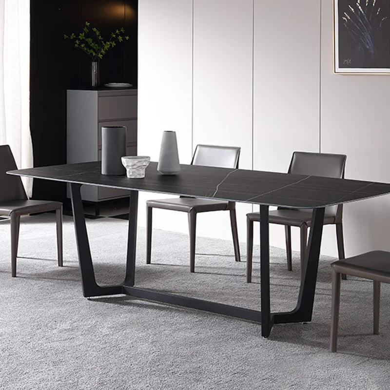 Italian Minimalist Imported Rock Plate Dining Table Small Family Type Dining Table for 6 People Marble Dining Table