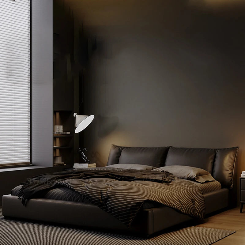 Modern Simple Double Italian Style Fabric Bed Wabi-sabi Design Nordic Net Red Flower Roll Massage for Master Bedroom Floor Bed