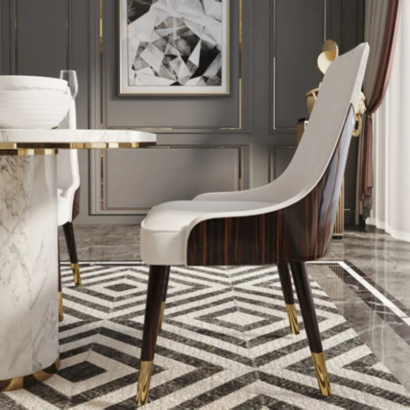 Nordic Light Luxury Leather Art Dining Chair Home Postmodern Simple High-end Curved Leather Chair