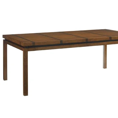 Mid-Century  Solid Wood Dining Table Set with Upholstered Arm Side Chairs Walnut Finish Rectangular Dining Room Furniture