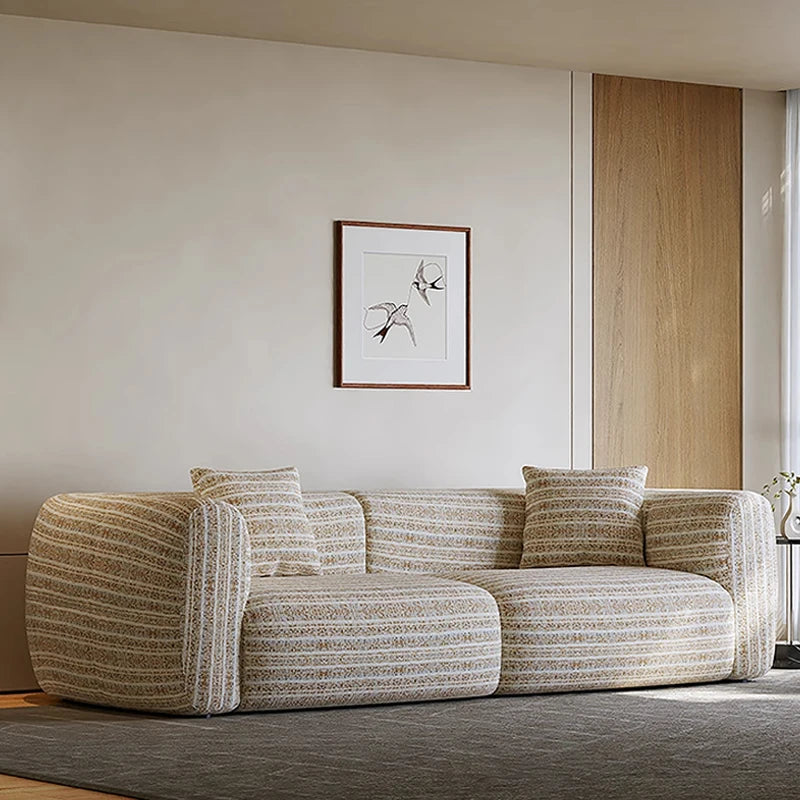 Maxky French Modern Fabric Sectional Sofa Set Model 25920 Villa Apartment Living Room Cream White Sponge Filled 3-Recliner