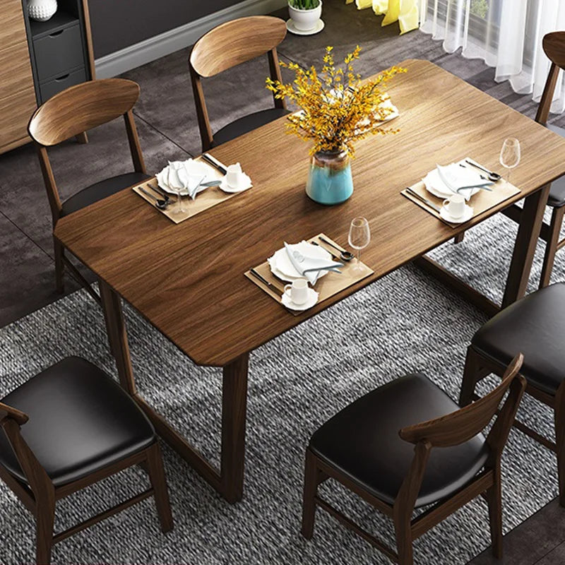 Nordic Table and Chair Combination Simple Modern Solid Wood Table Rectangular Dining Table with Four Chairs