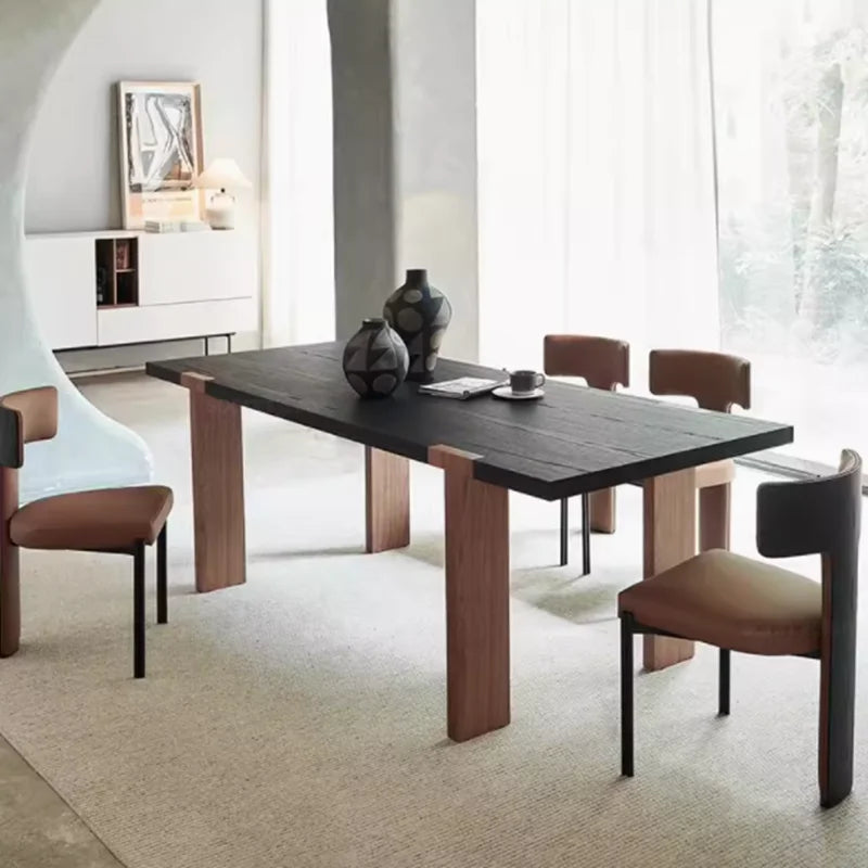 Nordic Light Luxury Solid Wood Dining Table Ancient Designer Simple Silent Style Office Desk Long Table Negotiation Desk 8