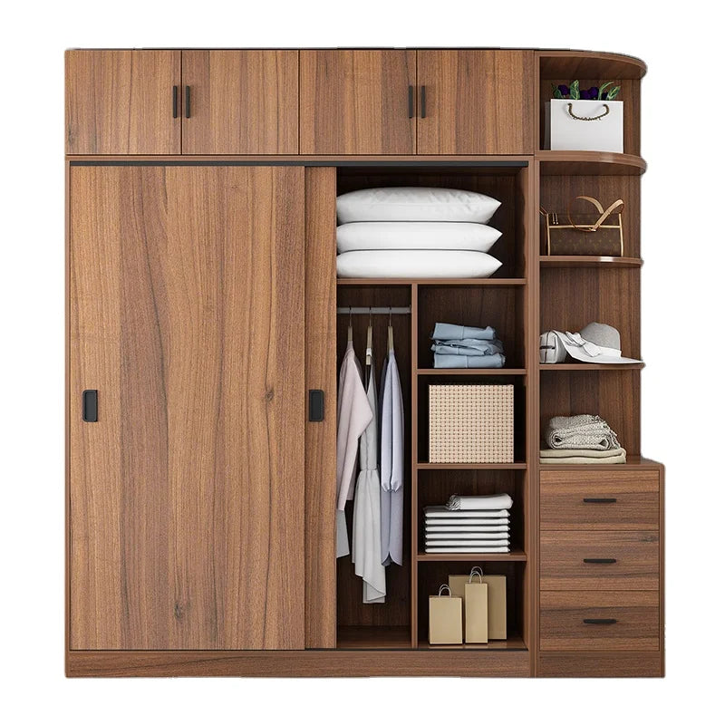 Modern Fashion Minimalist Design Bedroom Sliding Door Wardrobe Big Closet Wood Furniture for Hotel Use Outlet