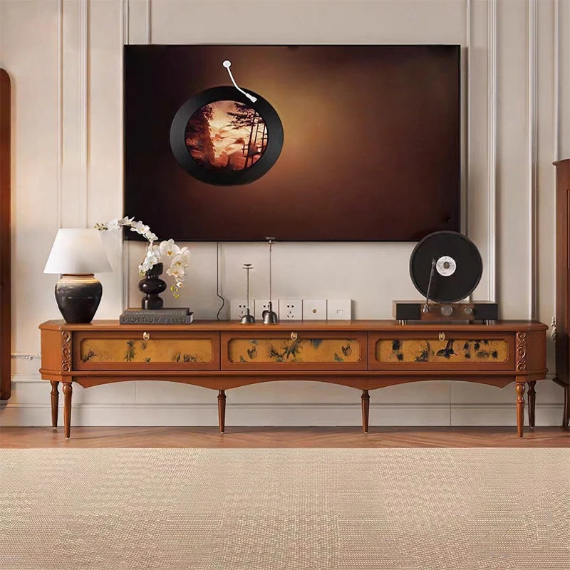 Modern French Retro Style Solid Wood TV Cabinet Designer Original Medieval Style Living Room Storage Cabinet