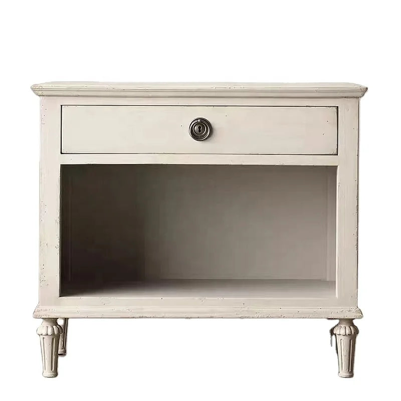 American Country-style Antique White Solid Wood Carved Craftsmanship, Designed for Use in Bedrooms