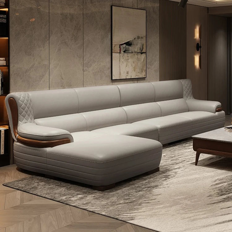 Nordic Leather Sofa Living Room Modern Simple New Style Solid Wood Italian Style First Layer Cowhide Sofa