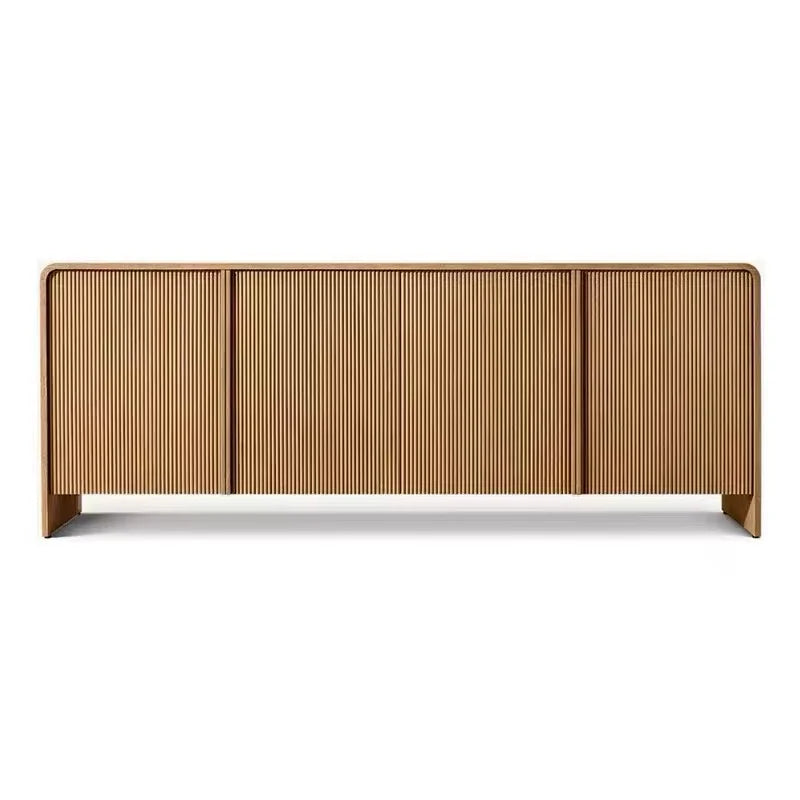 Modern Glass Dining Sideboard with Stainless Steel Handles and 1 ft Storage for Home Use