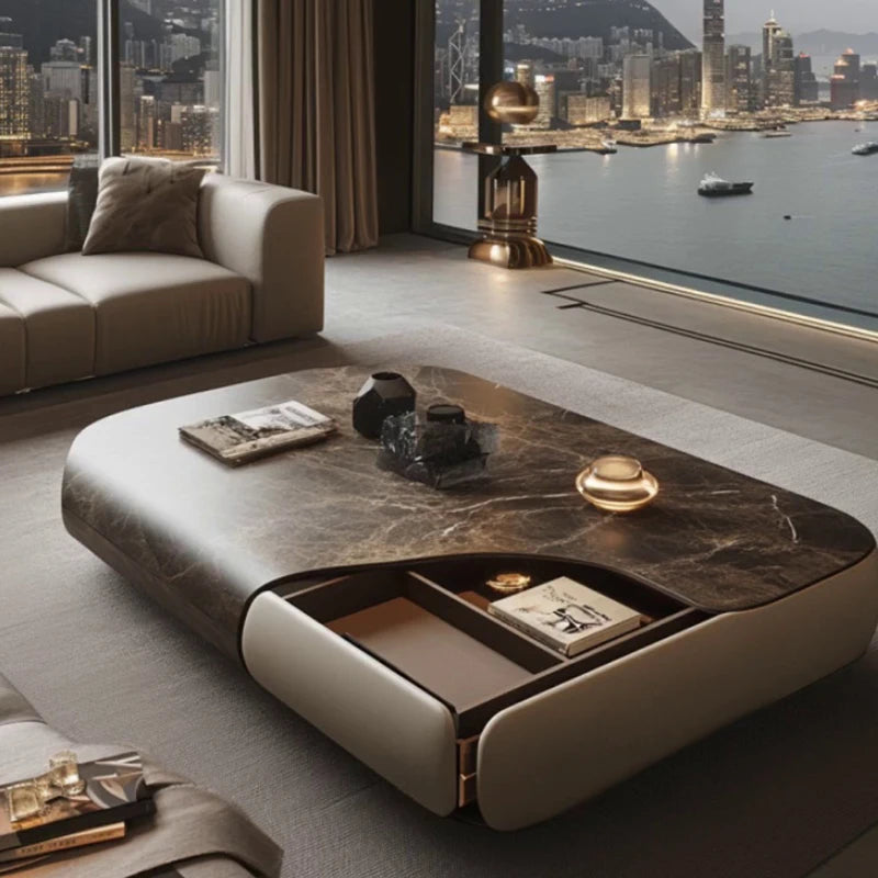 Modern Design Square Jade Stone Coffee Table for Luxury Villa for Living Room