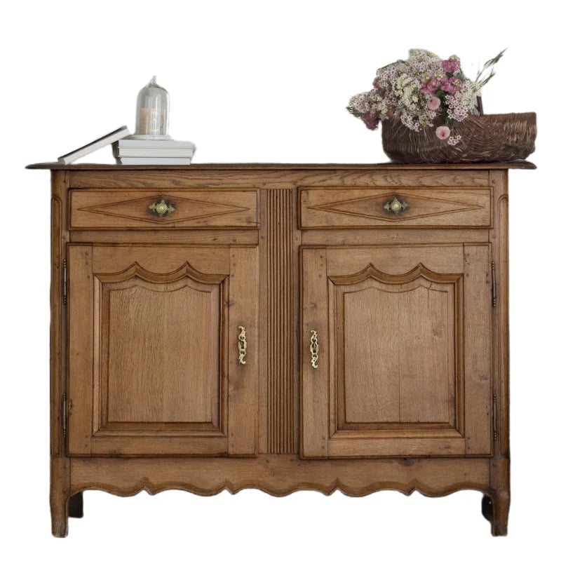 Traditional Handmade Wooden Sideboard with Drawers Doors Antique Design Metal Handles-Durable Eco-Friendly Living Room Furniture