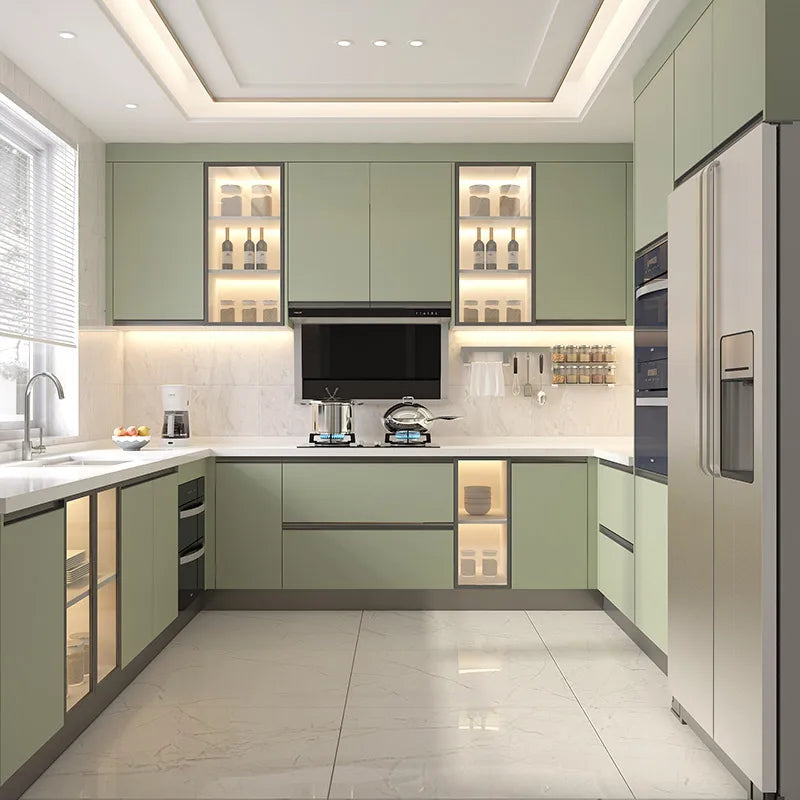 Overall Door Stove Household Integrated Wall Cabinet Stainless Steel Whole House Kitchen Cabinets and Floor Cabinets
