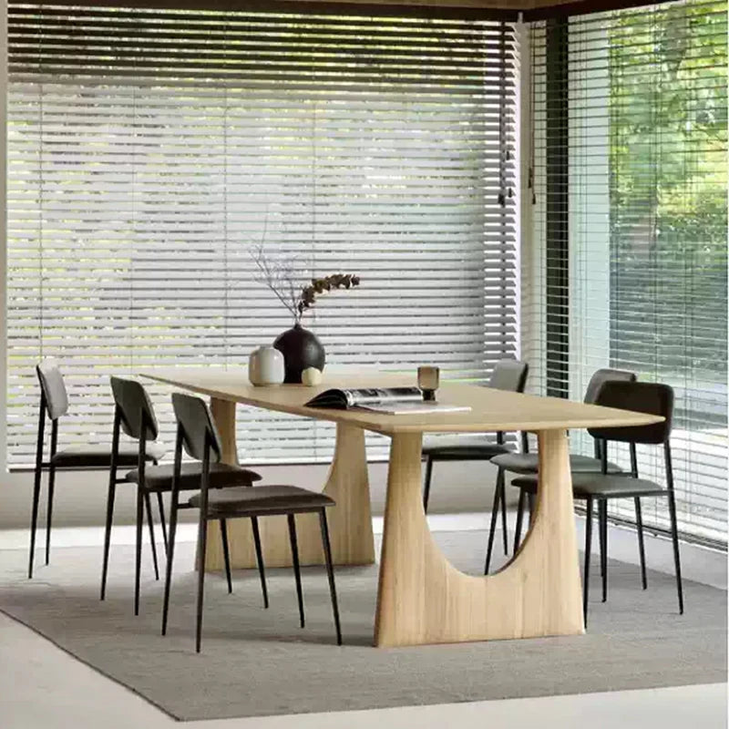 Nordic Solid Wood Dining Table Modern Long Home Hotel Elegant Living Room Black Color Foldable Save Space
