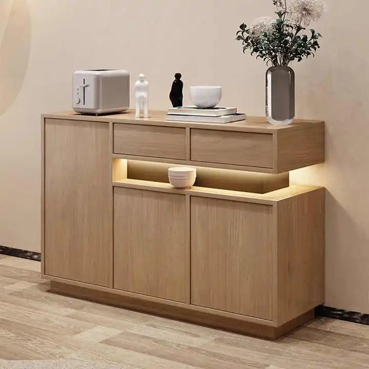 Nordic Modern Simple Wood Sideboard for Living Room and Dining for Tea and Wine Storage in Kitchen or Entrance Hall