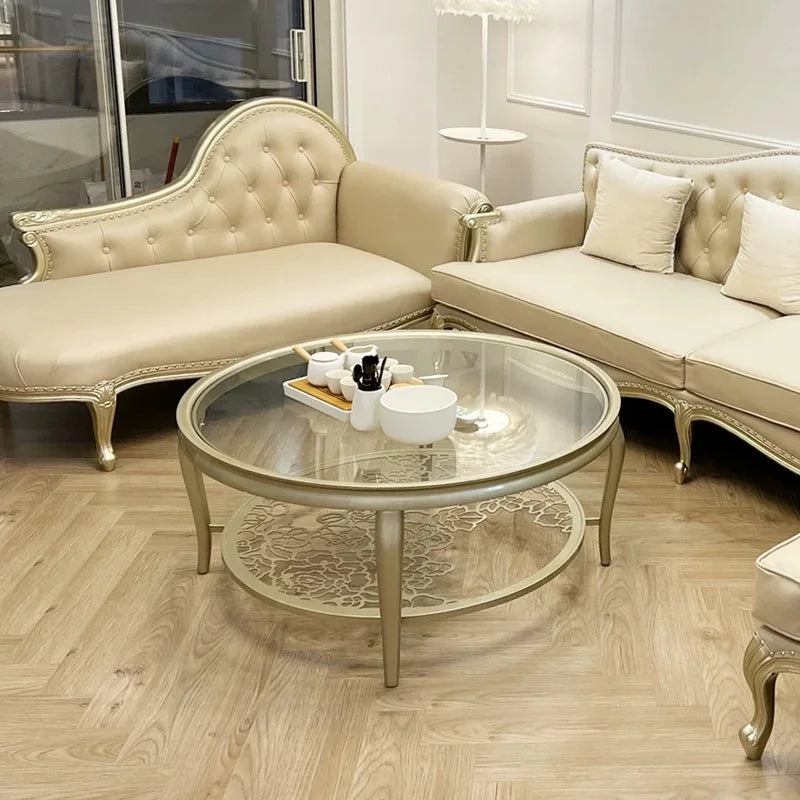 American-style Solid Wood Luxury Living Room Coffee Table, High-end French Round Dining Table, Direct From Furniture