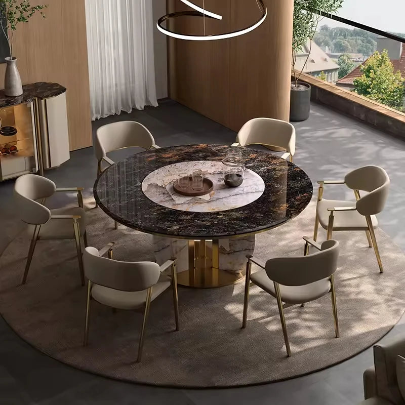 Modern Luxury Flat Villa Dining Room Set Natural Marble Table with Original Luxury Stone Chair for Home or Hotel Use