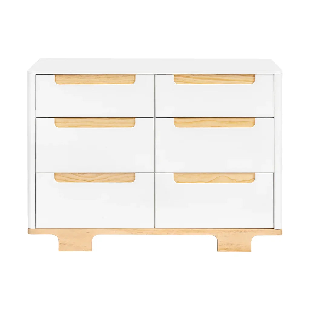 Minimalist Modern 6 Drawer Dresser Solid Wood Frame Storage Cabinet for Nursery Kids Bedroom Living Room